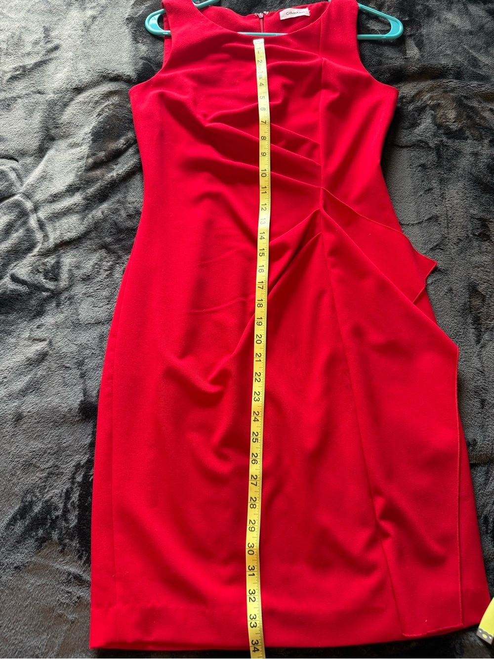 Calvin Klein Bright Red Sleeveless Draped Midi Dress - Picture 8 of 8